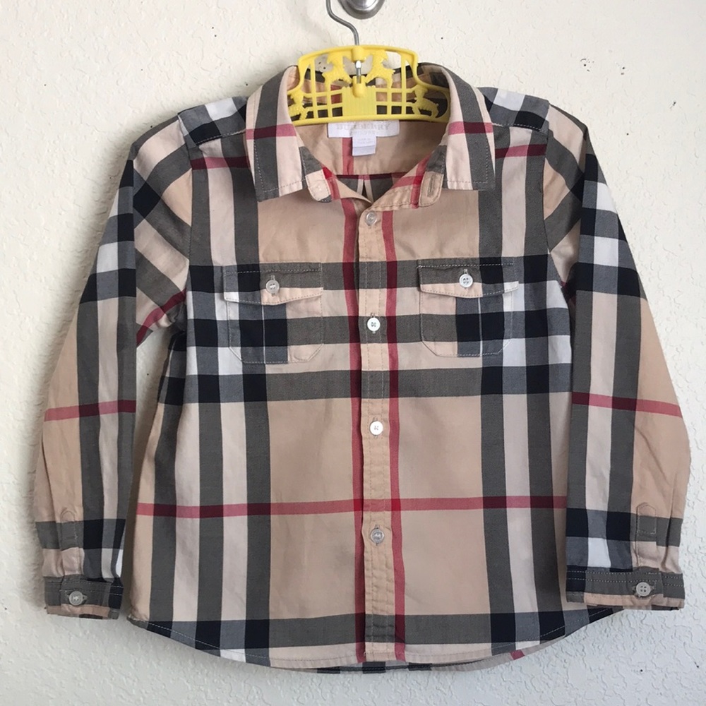 Burberry classic check button down shirt children’s infant size 3